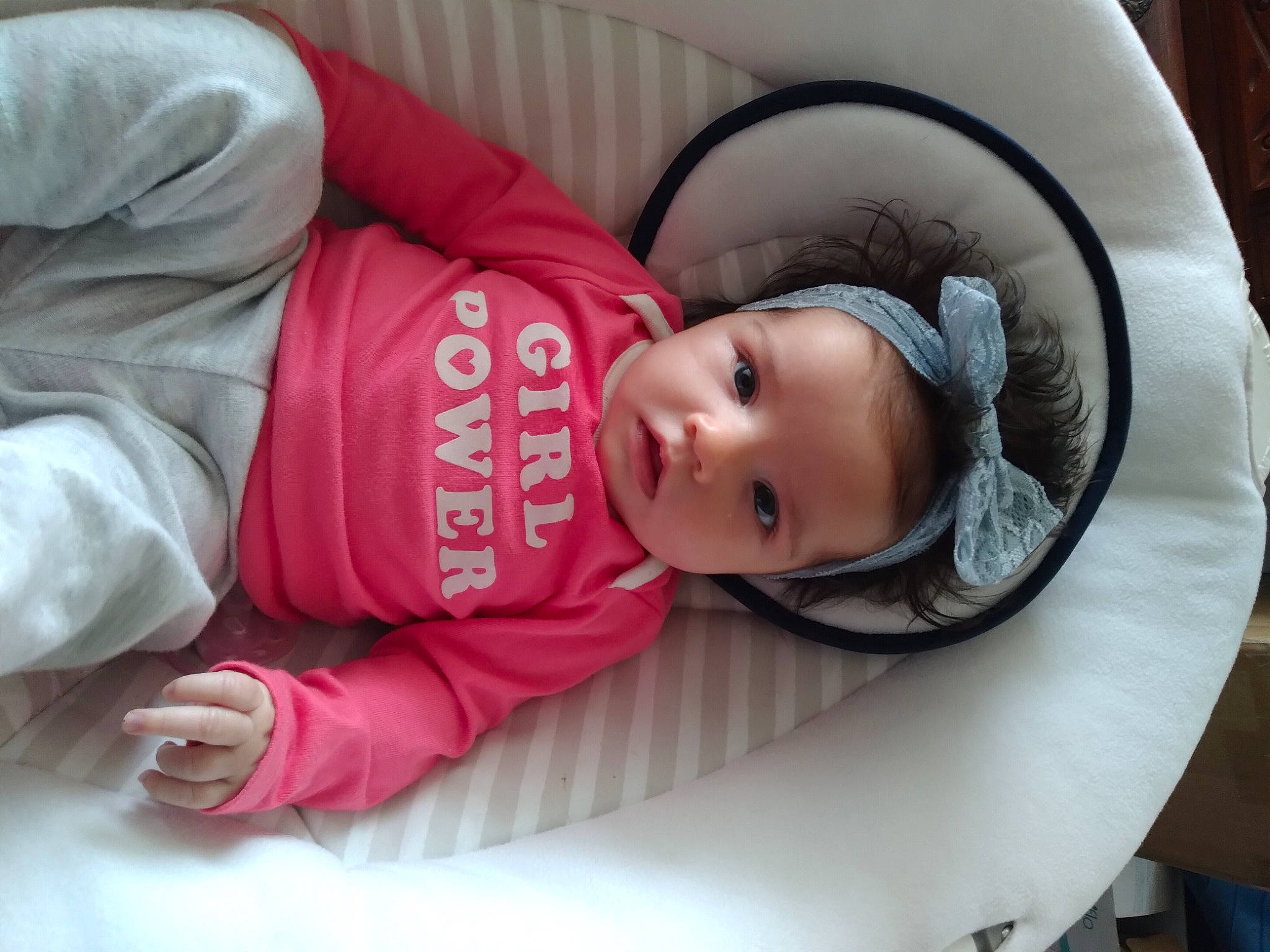 Jazlynn joined the competition — help win amazing prizes! baby, baby_carriage, baby_products, baby_safety, baby_toddler_clothing, cheek, child, comfort, eye, eyelash, hat, headgear, helmet, mammal, mouth, person, product, sitting, skin, sleeve