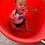 Finnley joined the competition — help win amazing prizes! baby, child, bucket, orange, smiling, happy, indoor, carpet, sitting, clothing, nike, shorts, tshirt, feet, hand, face, head, bright, playful, cute