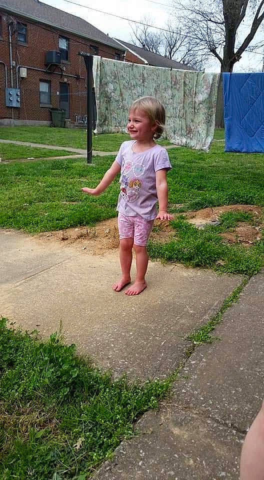 Addison joined the competition — help win amazing prizes! asphalt, barefoot, child, foot, fun, garden, grass, grass_family, house, joy, lawn, leisure, people_in_nature, person, plant, recreation, road_surface, sidewalk, smile, toddler