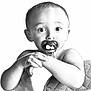 Hayden a rejoint le concours — aidez-le/la à gagner de superbes lots ! arm, baby, black_and_white, child, close_up, curious, cushion, expression, face, hands, head, innocence, pacifier, portrait, quilted, sitting, skin, soft_focus, wide_eyes, young_child