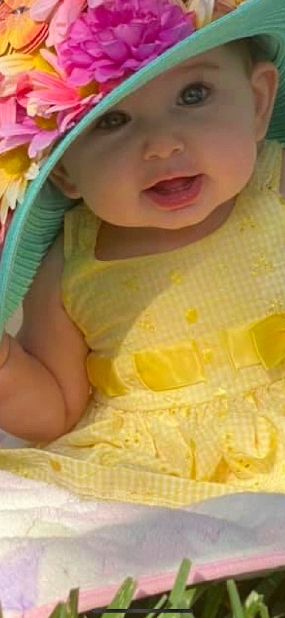 Ciana joined the competition — help win amazing prizes! baby, baby_toddler_clothing, cheek, child, dress, flower, happy, headgear, iris, lip, nose, organ, photograph, pink, product, skin, sleeve, smile, toddler, yellow