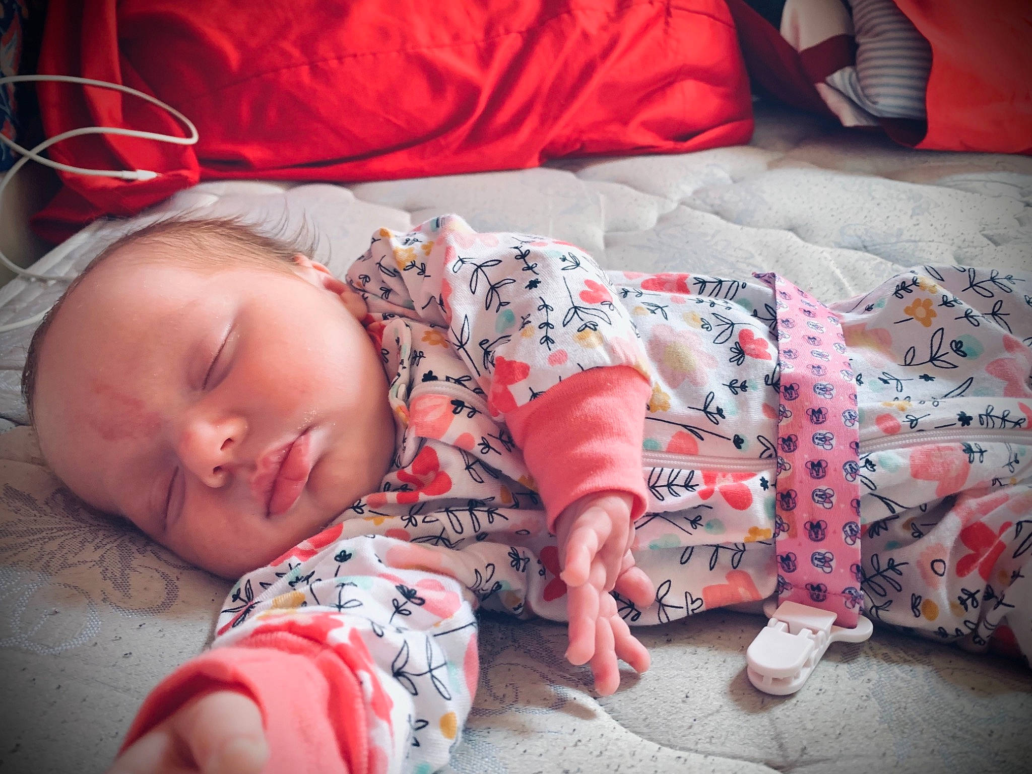 Emberley Ray joined the competition — help win amazing prizes! baby, baby_toddler_clothing, cheek, child, comfort, eye, finger, head, human_body, morning, mouth, nose, orange, person, pink, product, skin, sleeve, textile, toddler