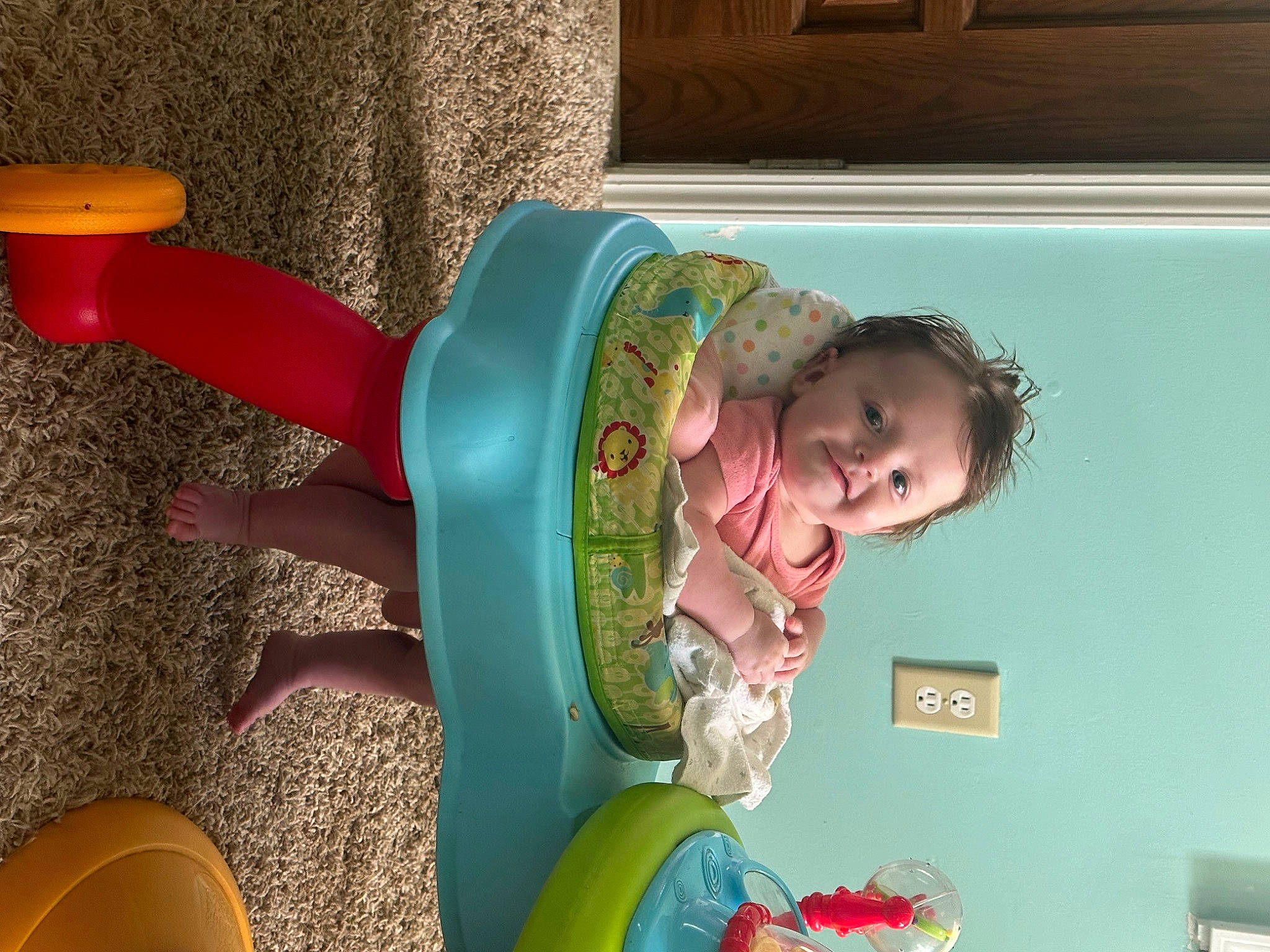 Paisley is registered to the contest to win money with this photo: baby, baby_products, baby_toddler_clothing, baby_toys, child, fun, happy, leisure, party_supply, person, play, room, smile, toddler, toy, vacation, yellow
