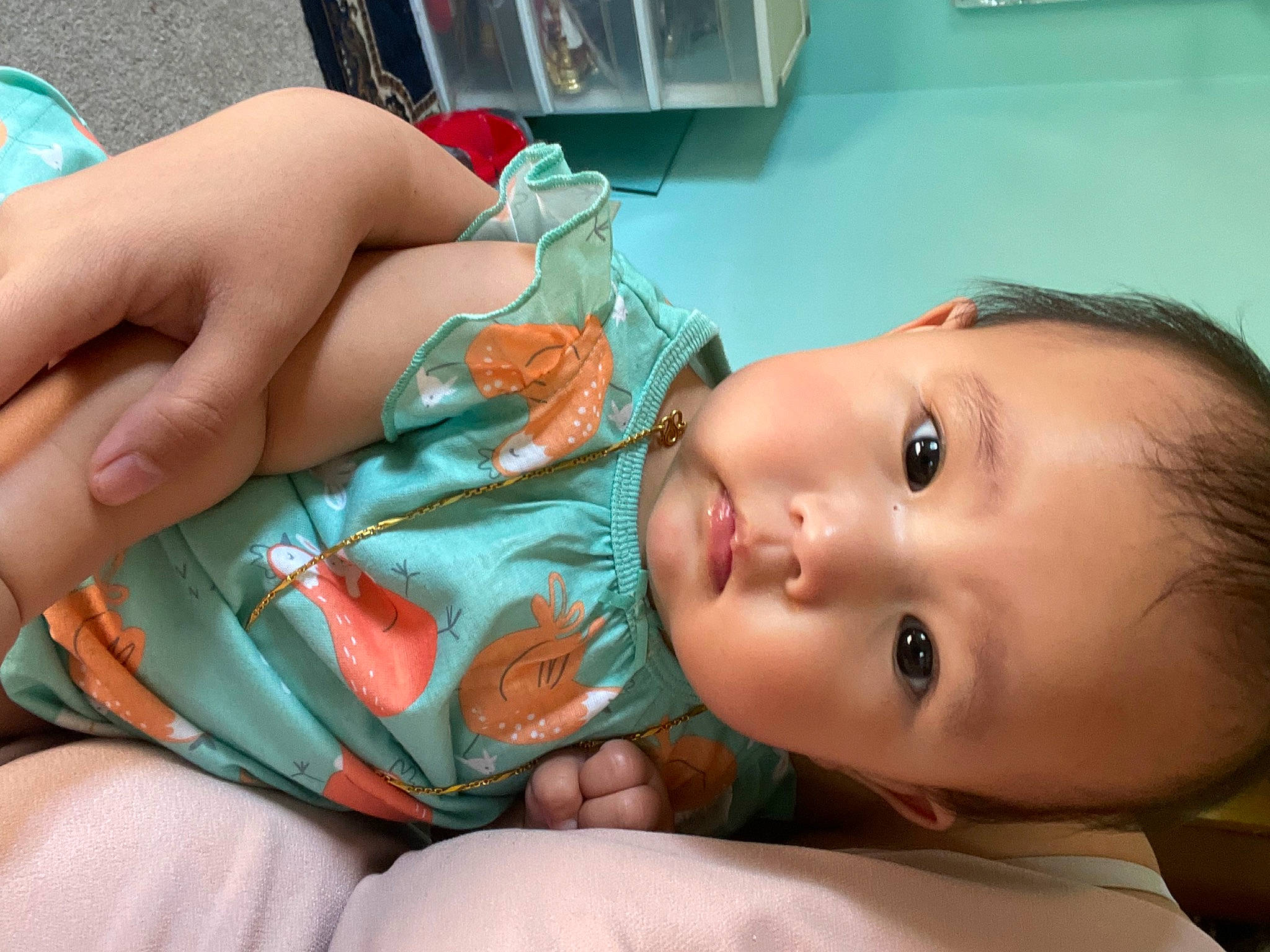 Rosetta is registered to the contest to win money with this photo: abdomen, baby, baby_toddler_clothing, cheek, chest, child, eyelash, happy, health_care, joint, lip, nail, neck, nose, person, room, service, shelf, skin, thumb