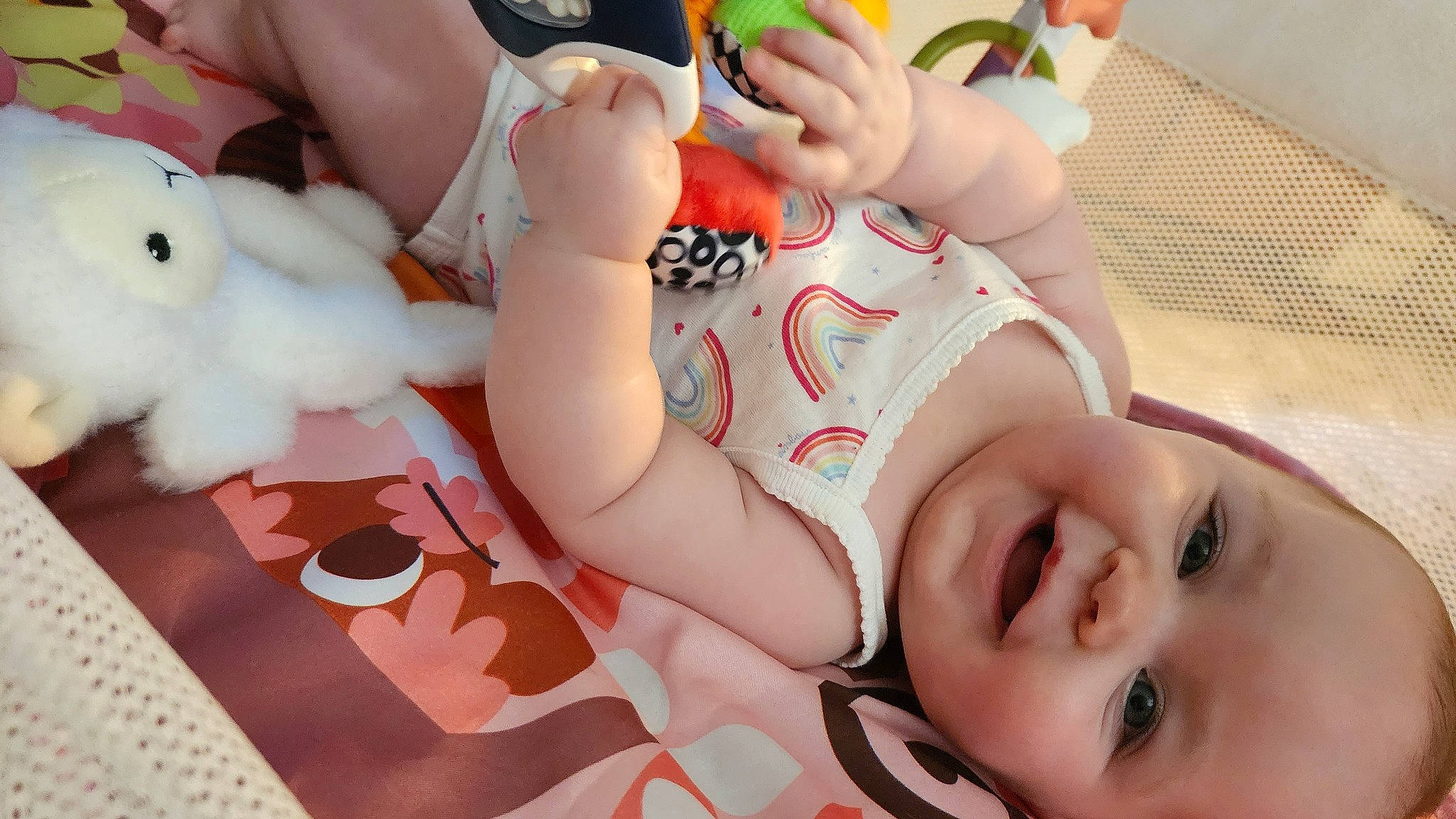 Scarlett is registered to the contest to win money with this photo: baby, baby_toddler_clothing, beauty, cheek, child, comfort, finger, hand, happy, joy, mammal, mouth, nail, organ, person, product, skin, textile, thigh, thumb