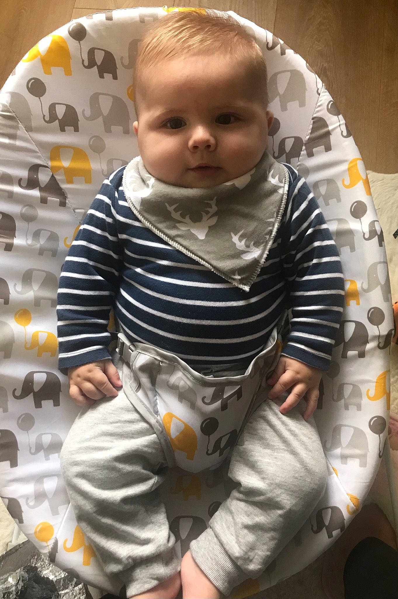 Frankie joined the competition — help win amazing prizes! baby, baby_products, baby_toddler_clothing, chair, cheek, child, circle, comfort, flooring, fun, hairstyle, happy, human, pattern, person, play, product, sitting, sleeve, t_shirt