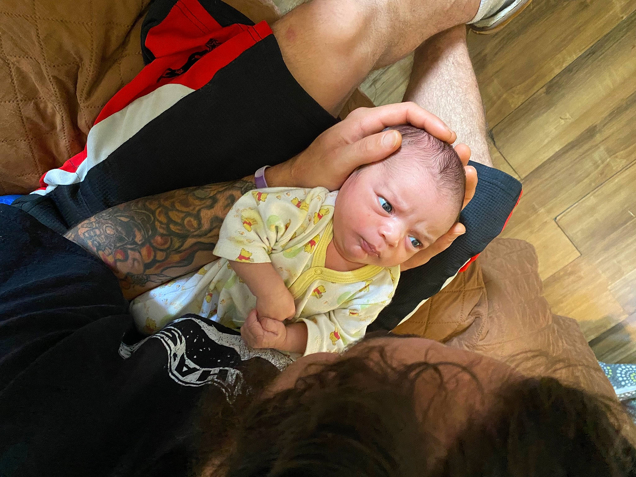 Jeffrey joined the competition — help win amazing prizes! baby, baby_toddler_clothing, child, comfort, elbow, flash_photography, flooring, foot, fun, gesture, grass, happy, hardwood, human_leg, lap, person, sitting, toddler, tree, wood