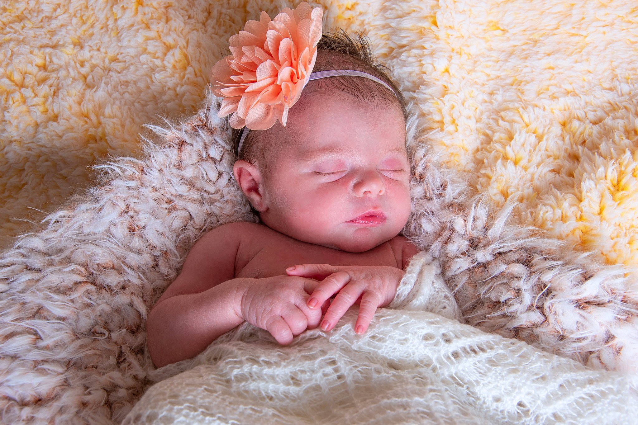 Katte participe au concours pour gagner de l'argent avec cette photo : baby, baby_sleeping, baby_toddler_clothing, child, comfort, face, fashion_accessory, flower, grass, head, headgear, linens, pattern, peach, person, petal, pink, portrait_photography, skin, sleeve