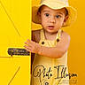 toddler, child, yellow, door, hat, overalls, curious, portrait, studio, baby, cute, peeking, expression, skin, hand, face, clothing, fashion, indoors, bright