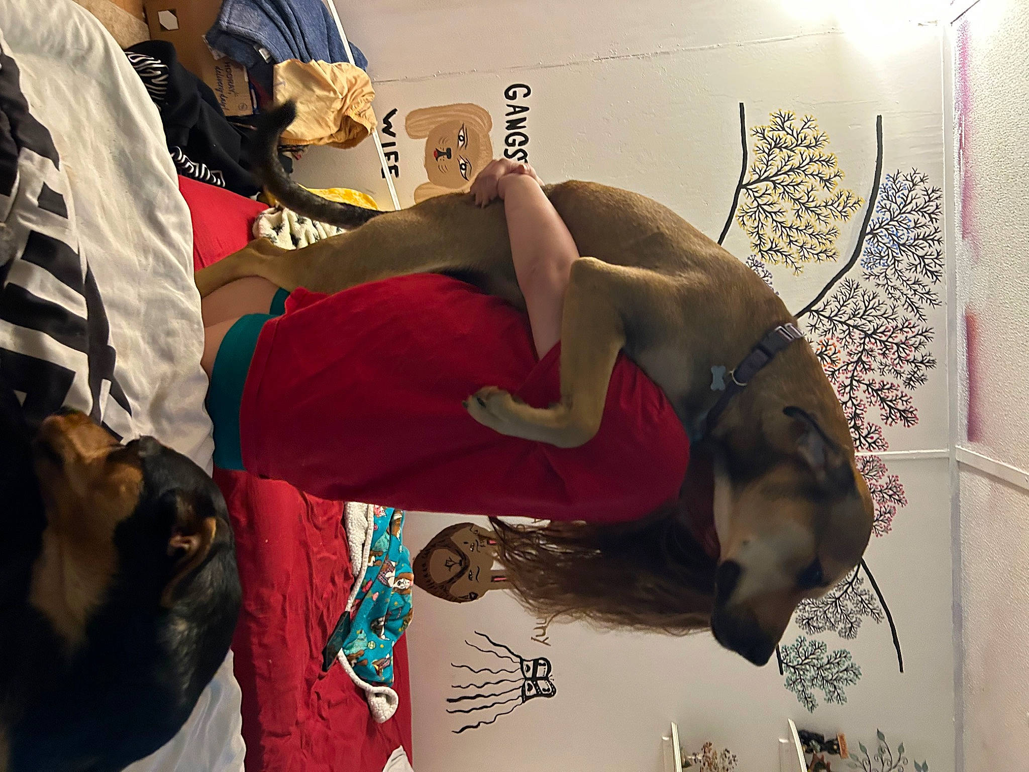 Fido is registered to the contest to win money with this photo: art, artist, carmine, carnivore, chest, fawn, flesh, fun, fur, human_leg, knee, luggage_and_bags, pattern, room, t_shirt, tattoo, tattoo_artist, thigh, trunk, visual_arts