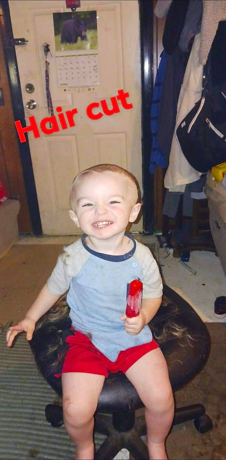 Harlan joined the competition — help win amazing prizes! baby_toddler_clothing, chin, facial_expression, floor, hairstyle, happy, human, joint, joy, knee, lap, mammal, mouth, person, product, red, skin, smile, standing, t_shirt
