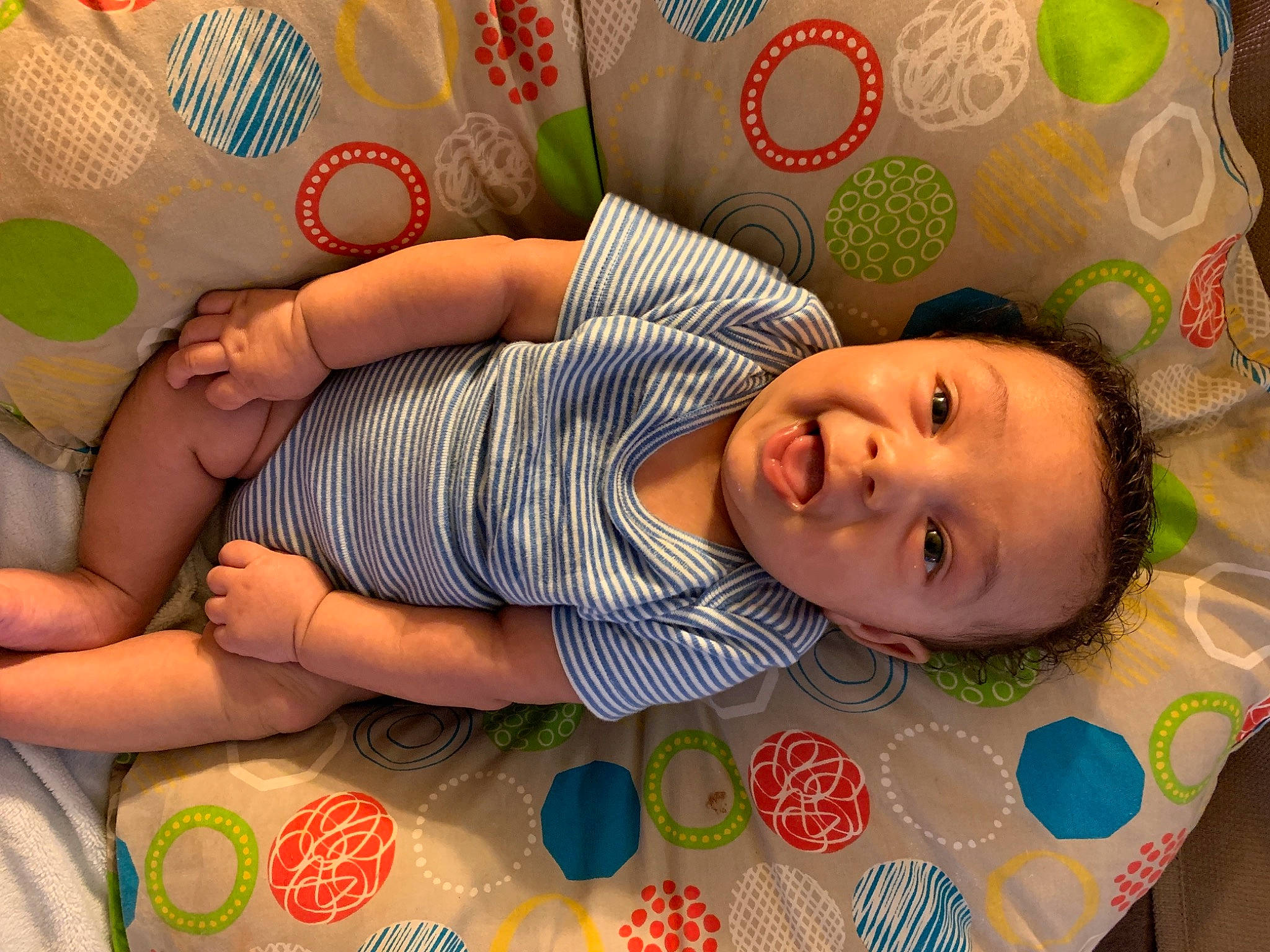 Adrien joined the competition — help win amazing prizes! baby, baby_products, baby_toddler_clothing, cheek, child, comfort, face, facial_expression, finger, hairstyle, happy, head, human, linens, nose, person, pink, skin, smile, textile
