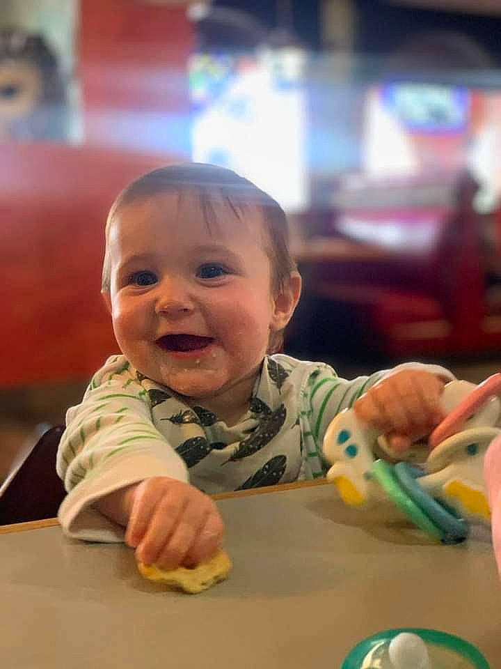 Danny is registered to the contest to win money with this photo: baby, baby_playing_with_toys, baby_toddler_clothing, cheek, child, facial_expression, finger, fun, happy, iris, joy, leisure, mouth, nose, person, sitting, skin, smile, snapshot, toddler