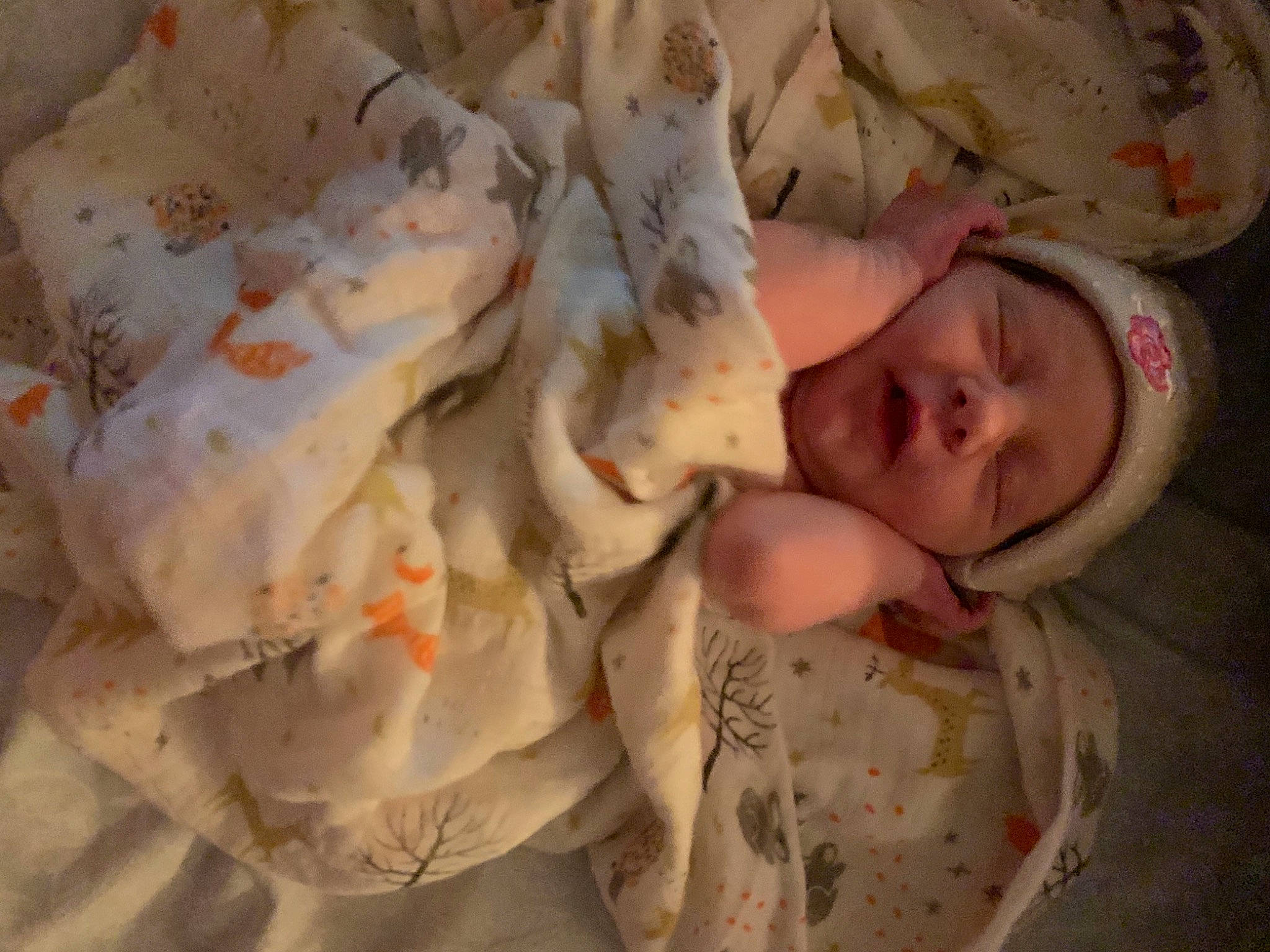 Elora is registered to the contest to win money with this photo: baby, baby_toddler_clothing, bedtime, cheek, child, comfort, comfort_food, flesh, fur, headwear, linens, pattern, peach, person, room, sleep, toddler, toy