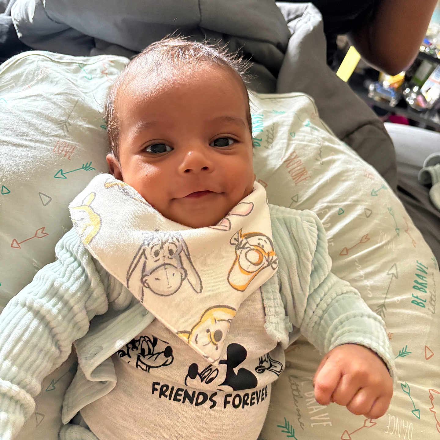 Jah'Kiere joined the competition — help win amazing prizes! baby, blanket, bodypart, clothing, couch, cushion, face, finger, furniture, hand, happy, head, homedecor, knitwear, newborn, person, photography, portrait, smile, sweater