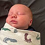 baby, sleeping, blanket, footprints, wrapped, face, infant, newborn, peaceful, soft, gray_background, cozy, child, skin, head, cute, portrait, indoors, resting, serene