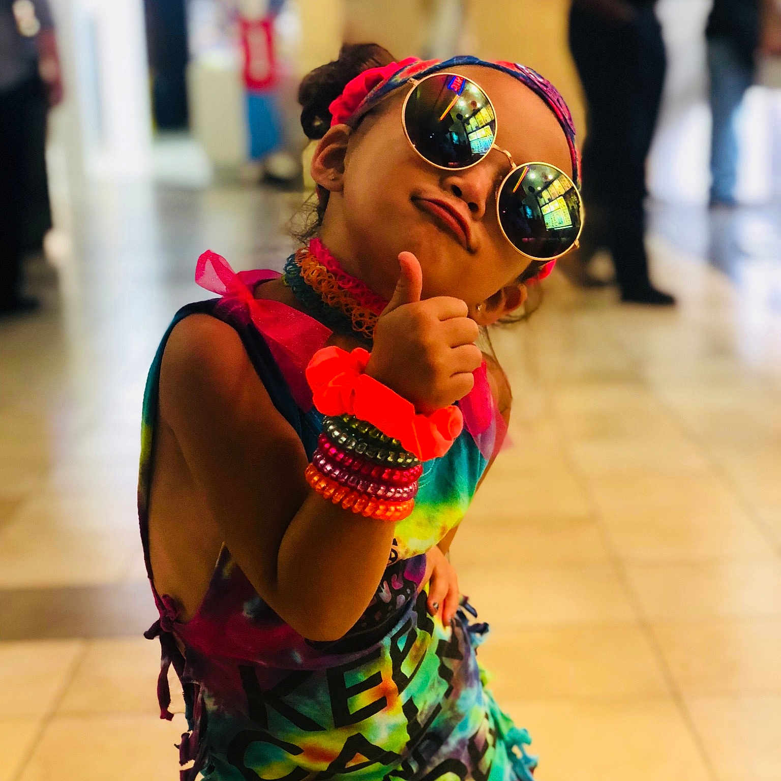 Kinsley Reyes is registered to the contest to win money with this photo: costume, dance, event, eyewear, fashion_accessory, fun, girl, glasses, happiness, headgear, performing_arts, sunglasses, vision_care