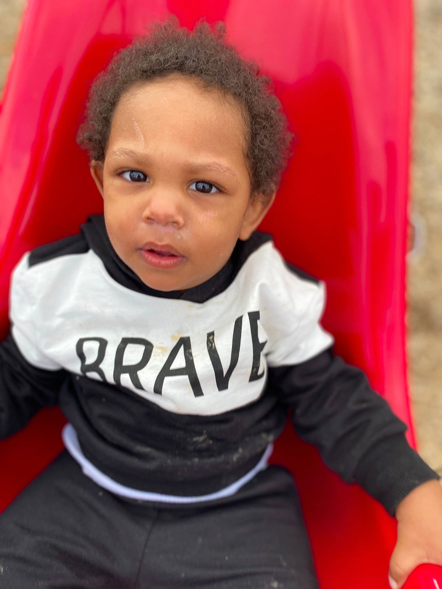 Antwain joined the competition — help win amazing prizes! child, cool, facial_expression, fun, hairstyle, happy, leisure, mouth, outerwear, person, recreation, red, sitting, skin, sleeve, sportswear, standing, t_shirt, toddler, white