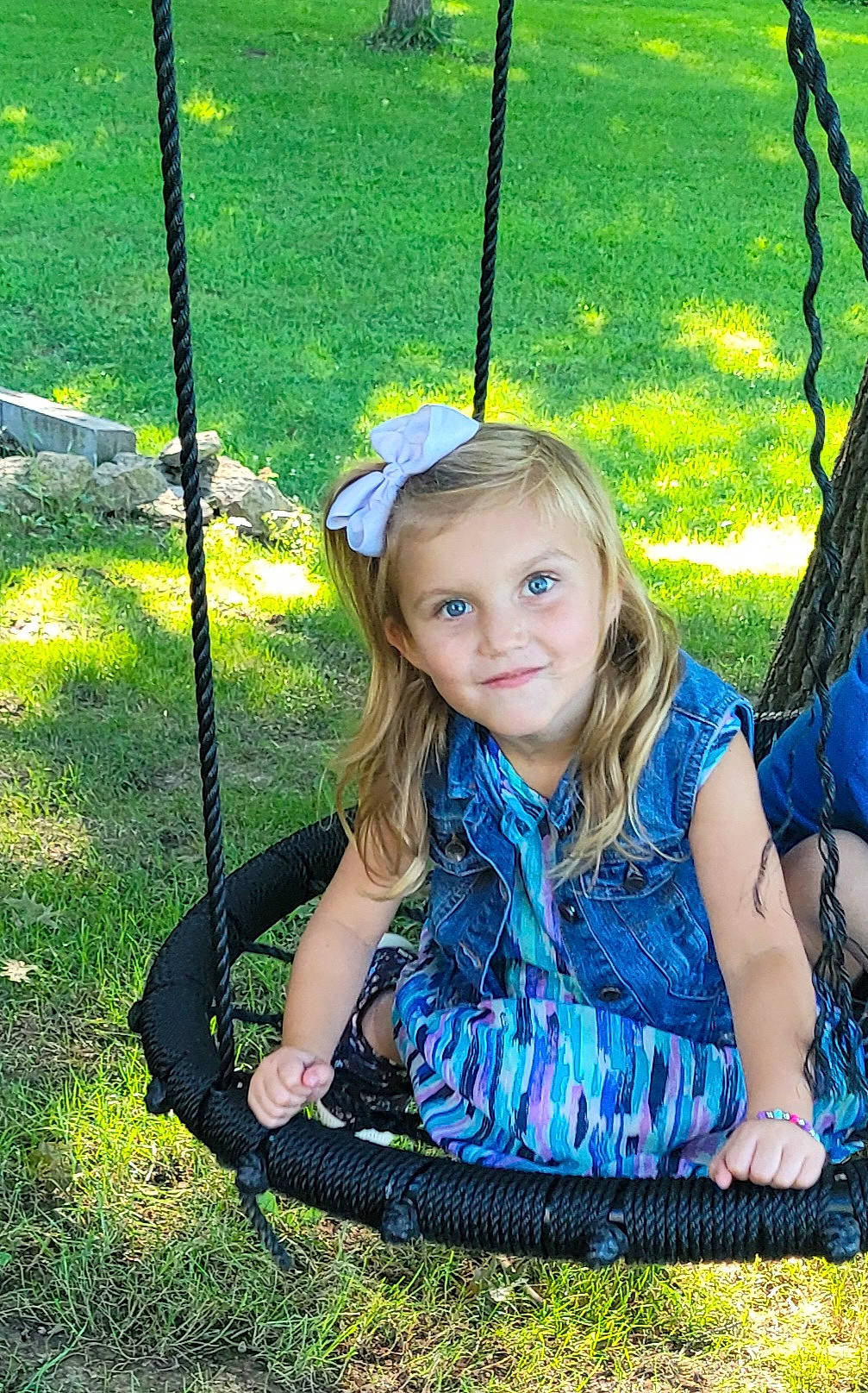 Everlynn joined the competition — help win amazing prizes! child, electric_blue, flash_photography, fun, grass, happy, joy, leaf, leisure, nature, outdoor_play_equipment, people_in_nature, person, photograph, plant, recreation, sitting, summer, sunlight, swing