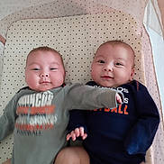 Divinityandserenity joined the competition — help win amazing prizes! baby, infant, crib, bedding, onesie, star_pattern, sleeping_area, child, two_babies, toddler, cute, indoor, resting, smiling, face, person, young_child, arm, fabric, soft