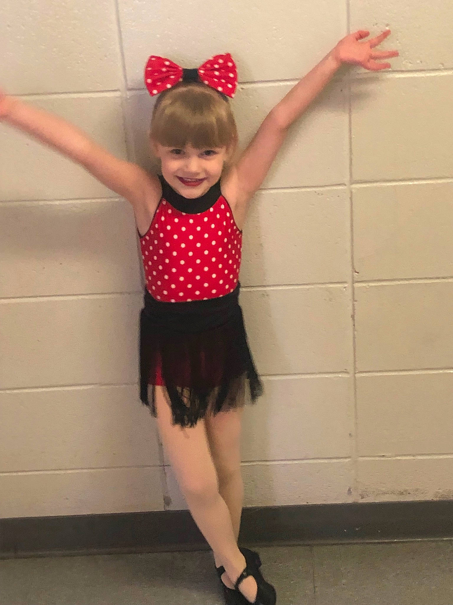Madilyn Anderson joined the competition — help win amazing prizes! ballet_tutu, child, clothing, costume, dance, design, footwear, joy, leotard, pattern, person, polka_dot, shoe, sportswear, toddler
