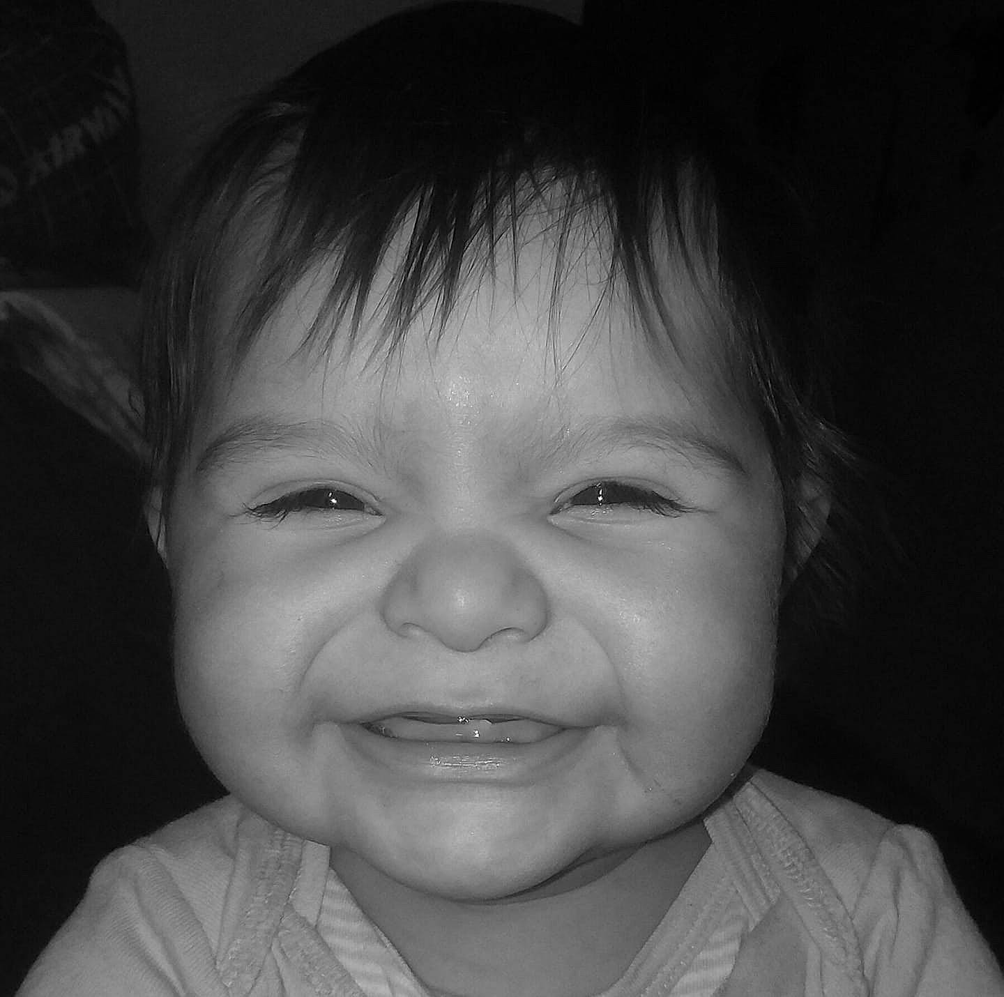 Josue is registered to the contest to win money with this photo: black, black_and_white, cheek, child, chin, emotion, eye, eyebrow, face, facial_expression, forehead, head, infant, joy, laughter, lip, monochrome_photography, nose, person, skin