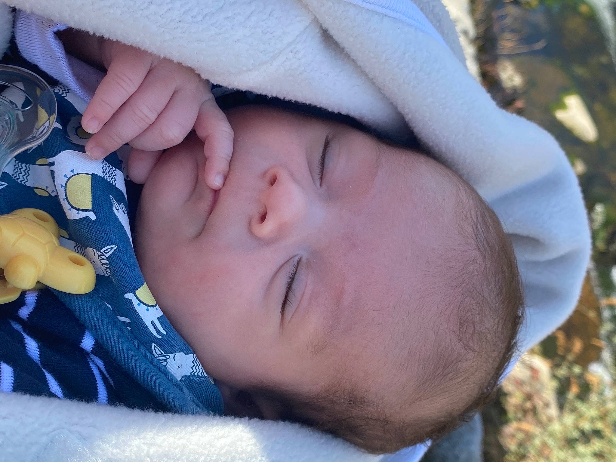 Célestin a rejoint le concours — aidez-le/la à gagner de superbes lots ! baby, child, comfort, cool, eye, eyelash, facial_expression, gesture, grass, happy, head, lip, mouth, people_in_nature, person, plant, skin, thumb, toddler, tree