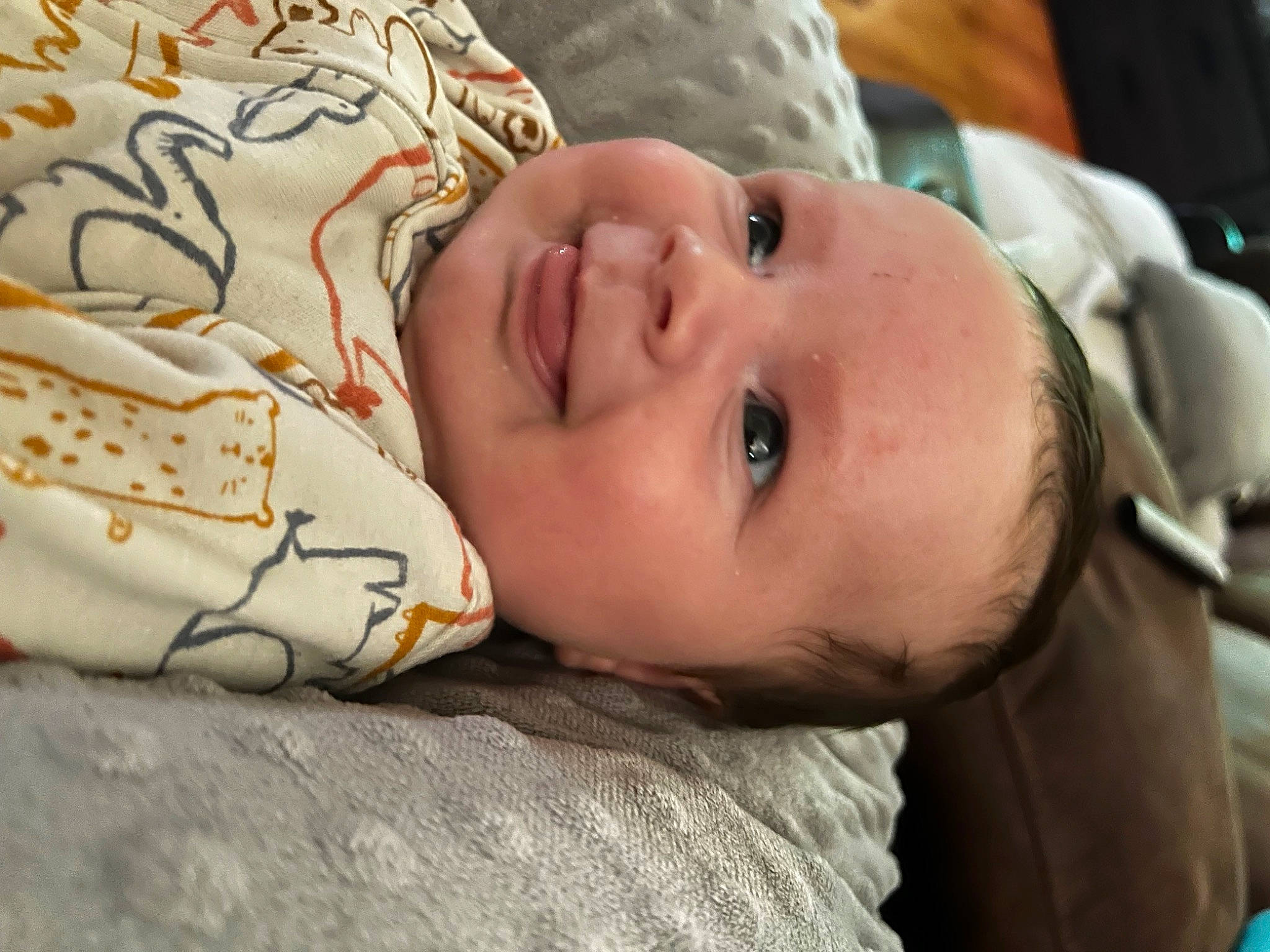 Parker joined the competition — help win amazing prizes! baby, baby_products, baby_toddler_clothing, cheek, child, chin, comfort, eye, eyebrow, eyelash, grass, happy, iris, joy, linens, lip, mouth, nose, person, skin