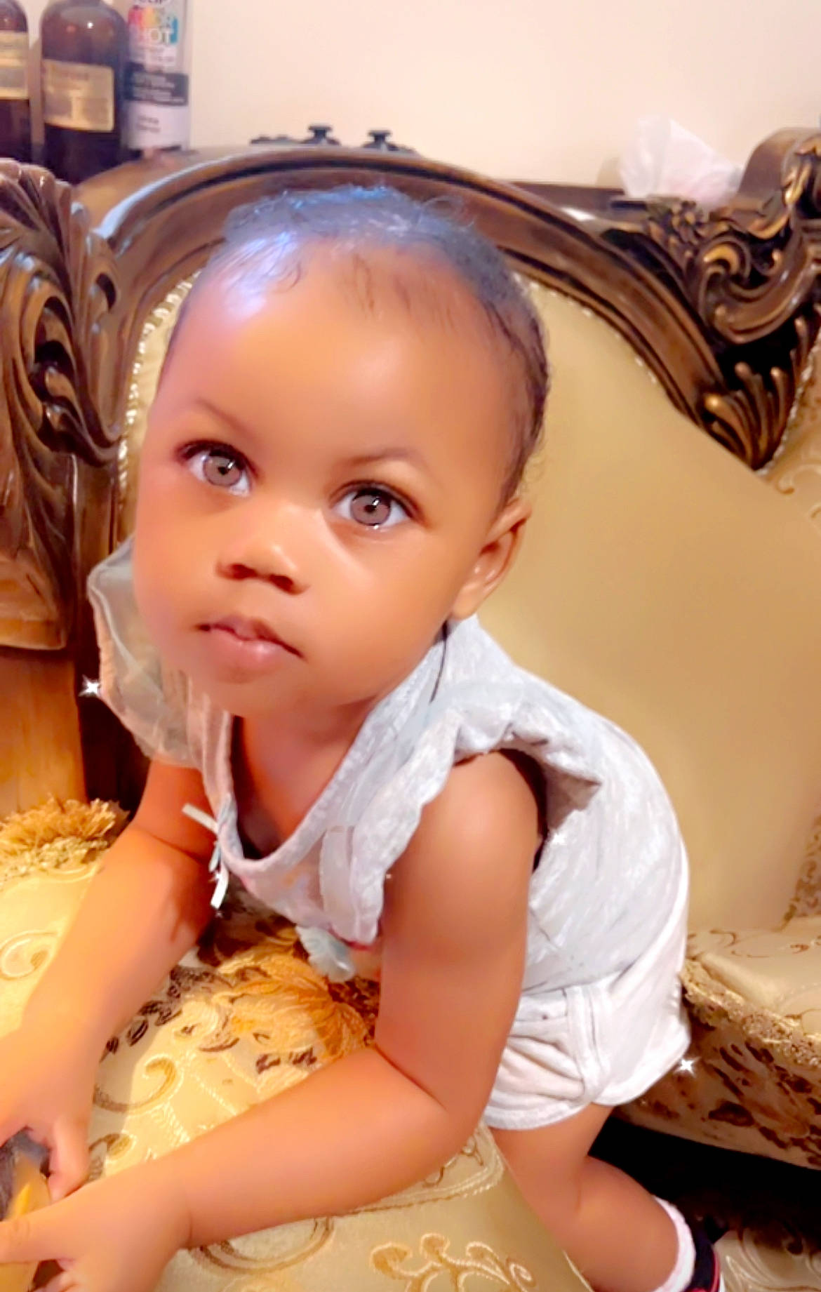 Paris joined the competition — help win amazing prizes! baby_toddler_clothing, beauty, black_hair, cheek, chin, dress, eye, eyebrow, eyelash, fashion_design, happy, head, human_body, iris, jewellery, lip, mouth, neck, person, skin