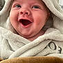 baby, smiling, face, hooded_towel, fluffy, blanket, cozy, child, infant, happy, cute, skin, chubby_cheeks, indoors, portrait, closeup, warm, soft_texture, person, toddler