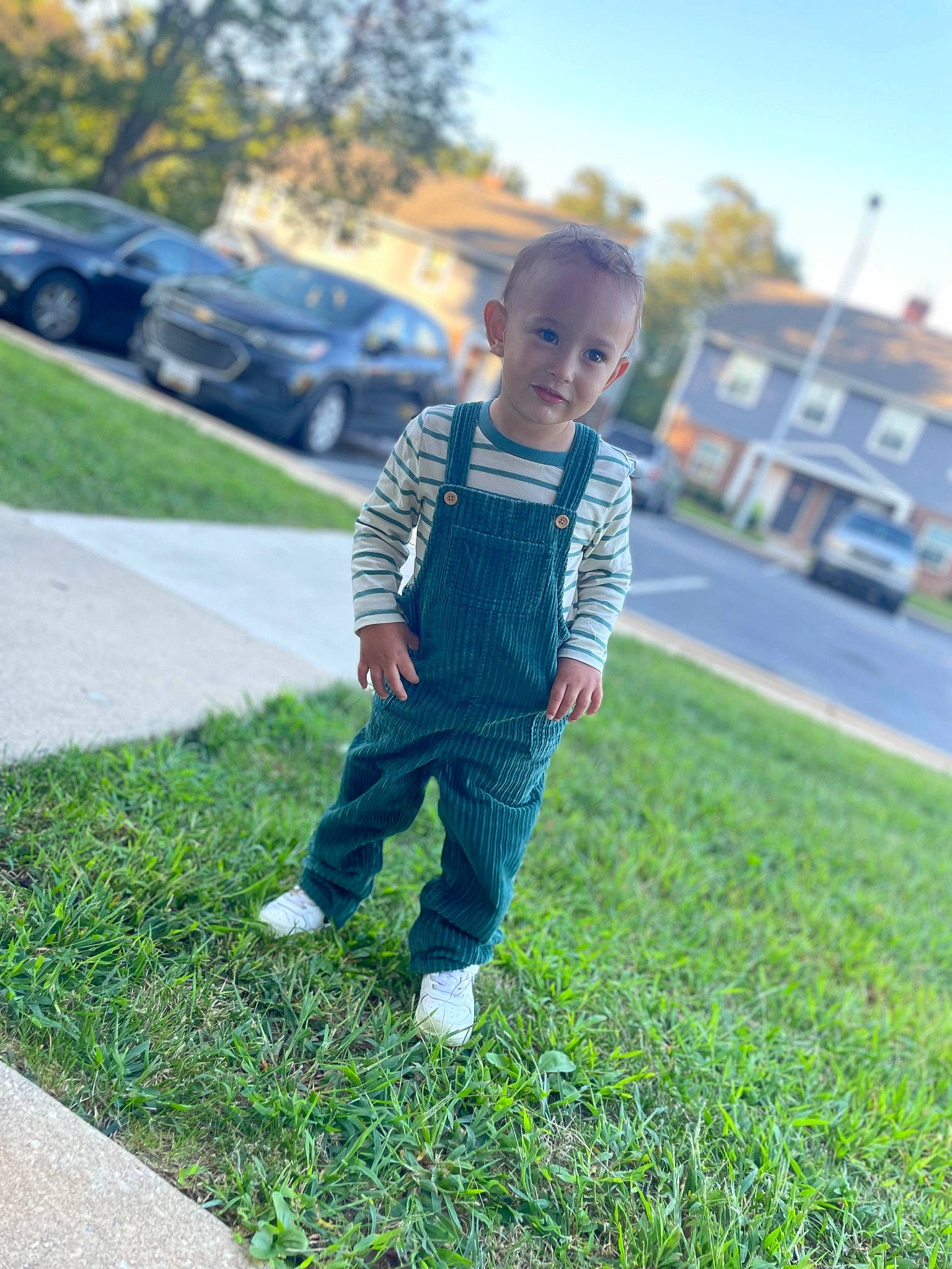 Xzavier joined the competition — help win amazing prizes! asphalt, car, denim, electric_blue, grass, grassland, happy, lawn, leisure, people_in_nature, person, plant, public_space, recreation, road, sky, summer, t_shirt, toddler, tree