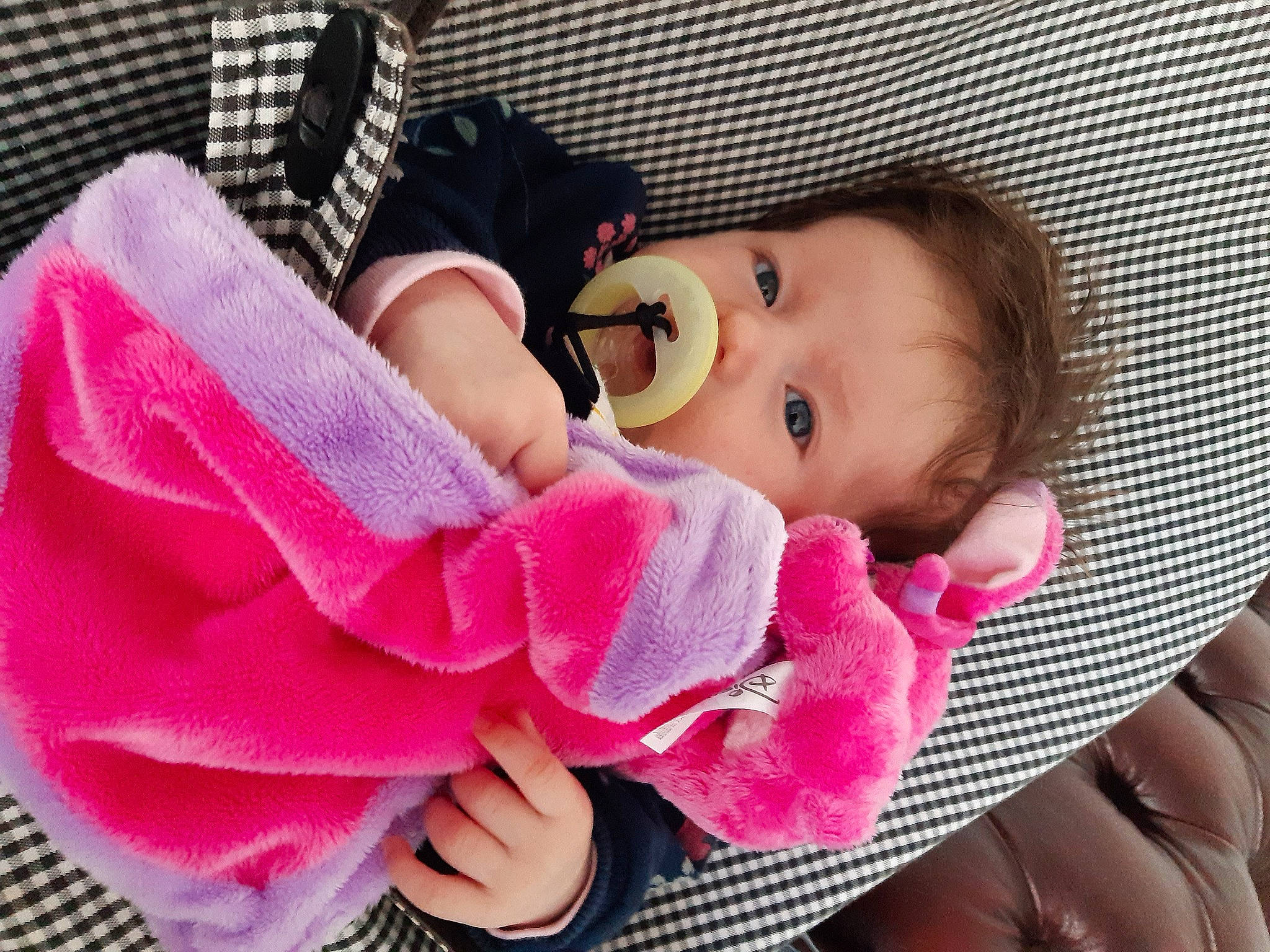 Elena participe au concours pour gagner de l'argent avec cette photo : baby, baby_products, baby_sleeping, baby_toddler_clothing, cheek, child, comfort, eyelash, fashion_accessory, finger, happy, headgear, lip, magenta, nail, nose, person, pink, skin, textile