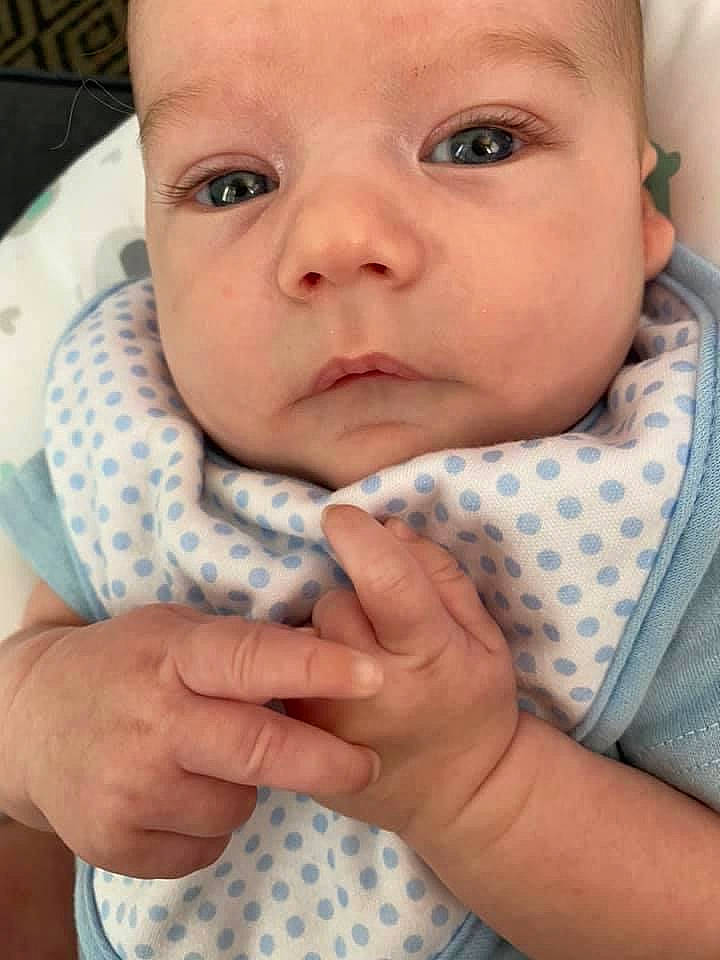 Jameson joined the competition — help win amazing prizes! arm, baby, baby_toddler_clothing, cheek, child, collar, comfort, eyelash, finger, gesture, hand, happy, iris, lip, nail, nose, person, skin, sleeve, thumb