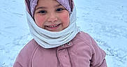 Esmeralda joined the competition — help win amazing prizes! child, smiling, winter, snow, coat, hat, scarf, outdoor, cold, park, trees, gloves, face, person, cute, happy, season, nature, clothing, play