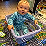 Linzo participe au concours pour gagner de l'argent avec cette photo : baby, child, laundry_basket, play_mat, toy, indoor, smiling, blonde_hair, blue_outfit, floor, playpen, child_playing, happy, toddler, colorful, carpet, plastic_basket, person, cute, home