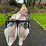 Oaklyn-Jay joined the competition — help win amazing prizes! baby, child, swing, park, grass, trees, winter_clothing, beanie, smiling, happy, outdoor, playground, footwear, jacket, pants, person, nature, daytime, fun, play