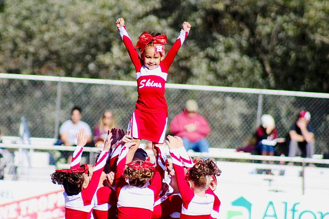 Lilyana is registered to the contest to win money with this photo: cheering, cheerleading, competition_event, games, joy, person, player, recreation, sport_venue, sports, sports_equipment, stadium, team, team_sport, tournament