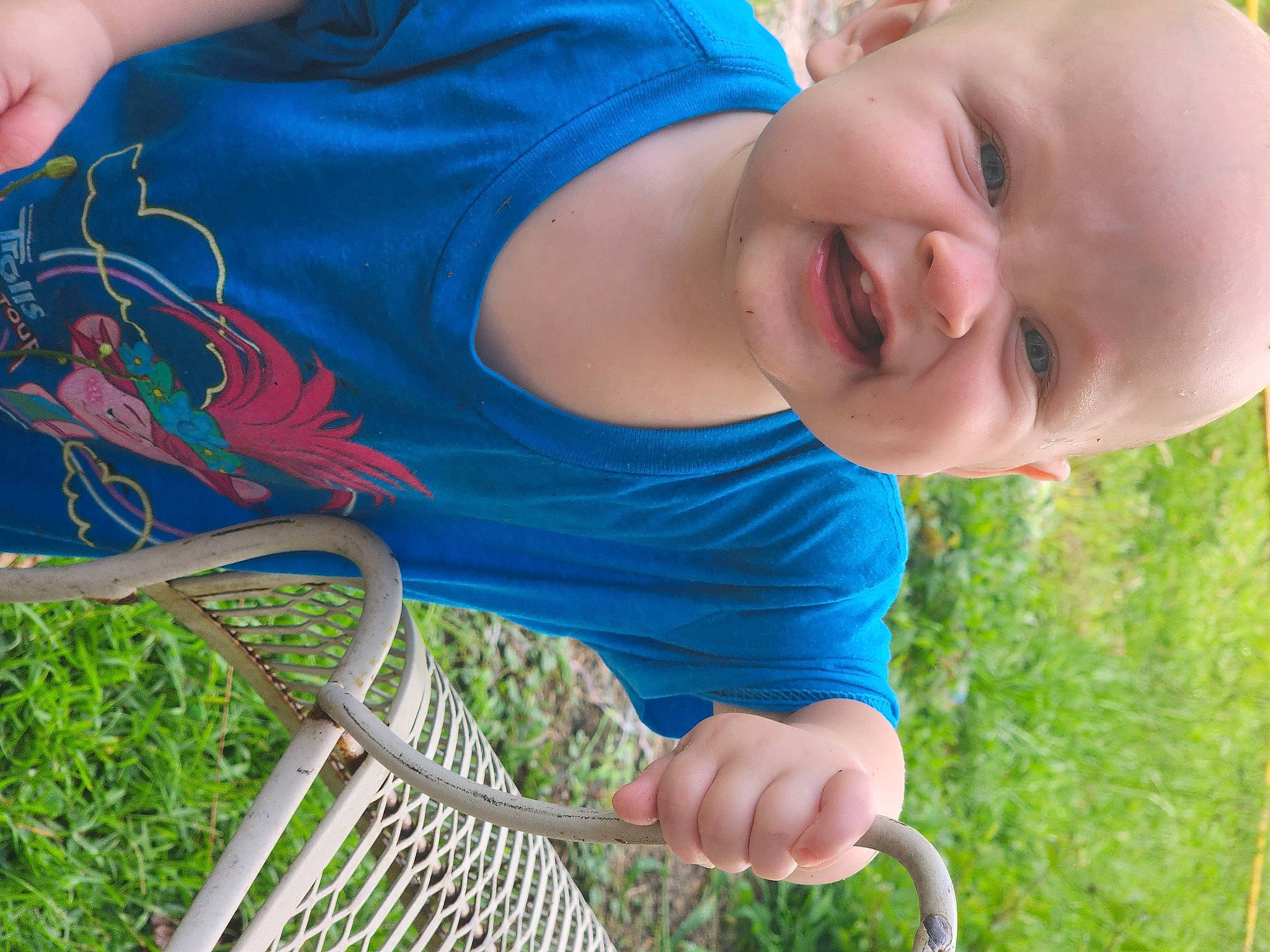 Brandon joined the competition — help win amazing prizes! baby, baby_toddler_clothing, blue, child, electric_blue, finger, fun, grass, green, happy, human_body, lawn, leisure, organ, people_in_nature, person, smile, summer, t_shirt, toddler