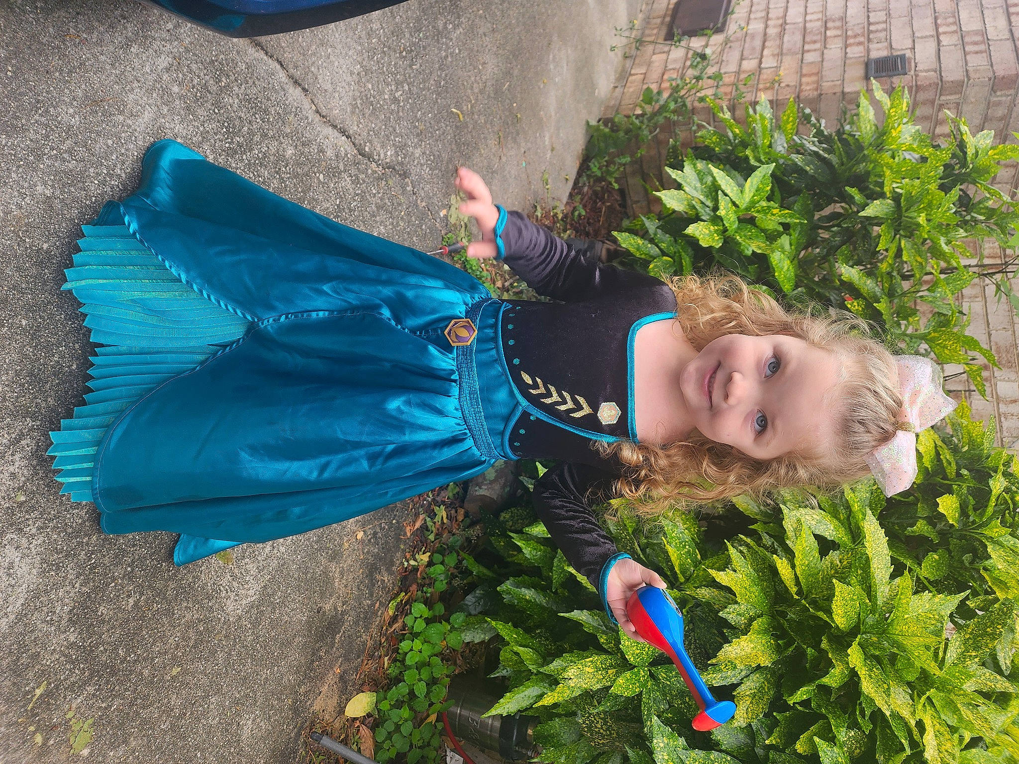 Amelia joined the competition — help win amazing prizes! blue, child, costume, electric_blue, event, fun, garden, grass, happy, joy, leisure, people_in_nature, person, plant, shrub, soil, t_shirt, toddler, tree, vacation