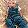 Kennedi joined the competition — help win amazing prizes! baby, child, denim_overalls, headband, bow, smiling, tongue_out, blanket, floral_pattern, pink, white, yellow, cute, happy, portrait, infant, clothing, person, soft_texture, cozy