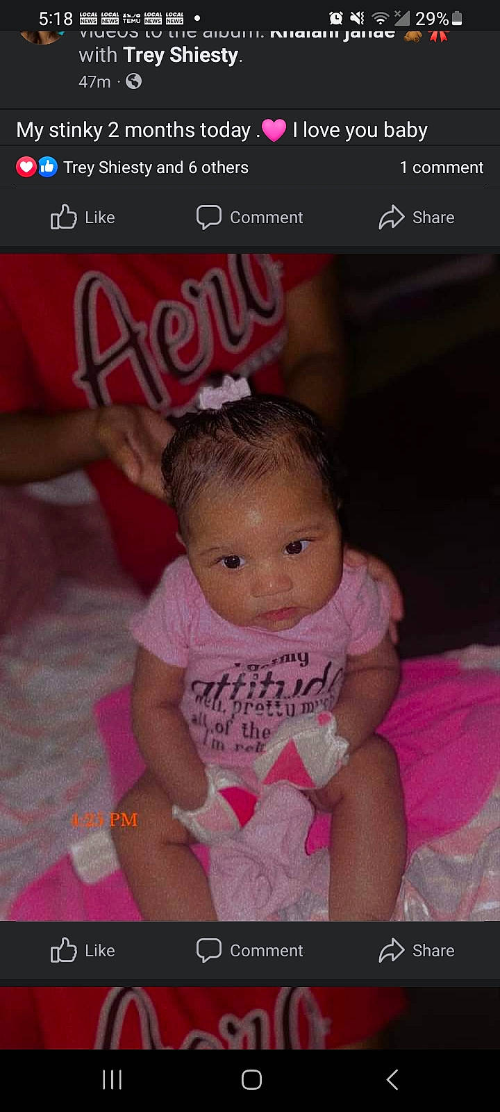 Kahlani joined the competition — help win amazing prizes! abdomen, baby, baby_products, baby_toddler_clothing, cheek, child, event, eyelash, flash_photography, font, fun, hair, happy, jewellery, magenta, person, photo_caption, pink, sitting, t_shirt