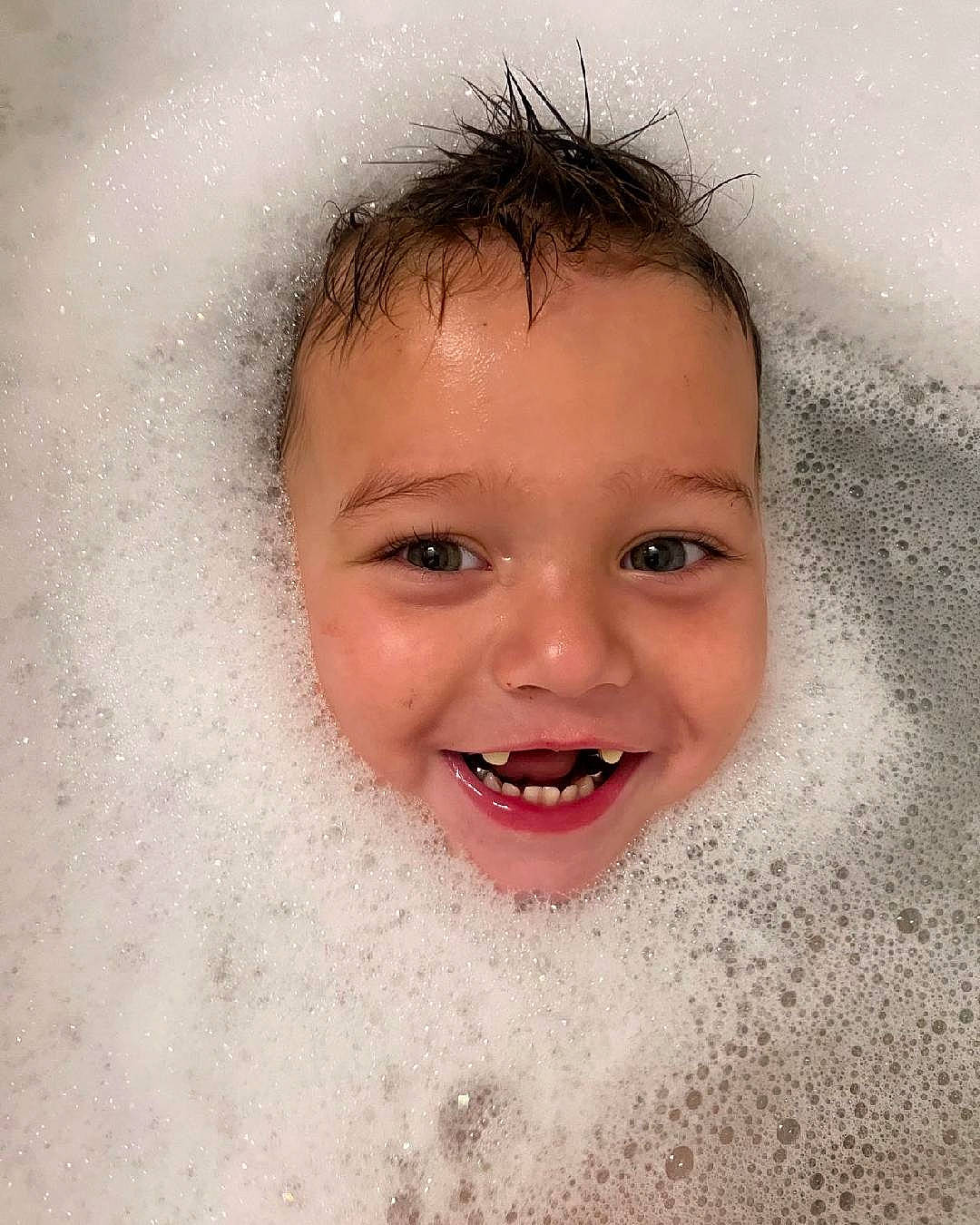 Braxten joined the competition — help win amazing prizes! bathing, cheek, child, eyebrow, eyelash, flash_photography, fluid, foam, fun, happy, iris, jaw, joy, laugh, lip, mouth, nose, person, smile, toddler