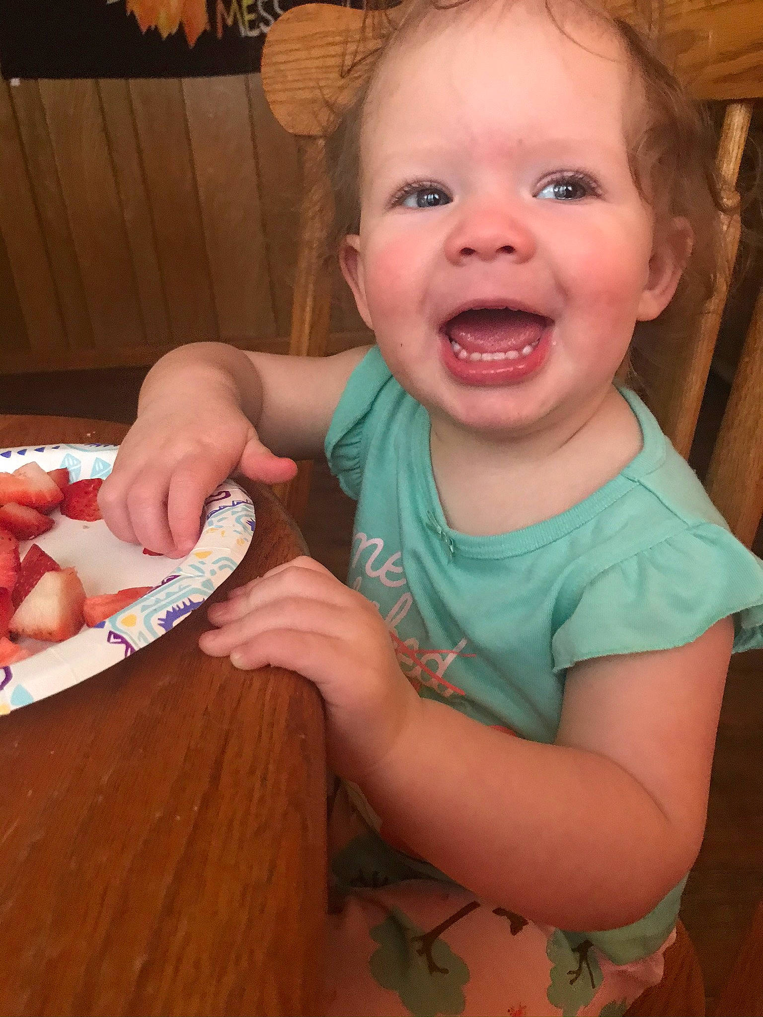 Cecelia is registered to the contest to win money with this photo: baby, baby_food, cheek, child, comfort_food, eating, finger, food, mouth, organ, person, smile, toddler, tooth