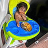 Chris joined the competition — help win amazing prizes! baby, child, colorful, eating, face, floor, food, foot, hair, hand, high_chair, indoors, kitchen, meal, messy, plastic, plate, seat, spaghetti, toddler