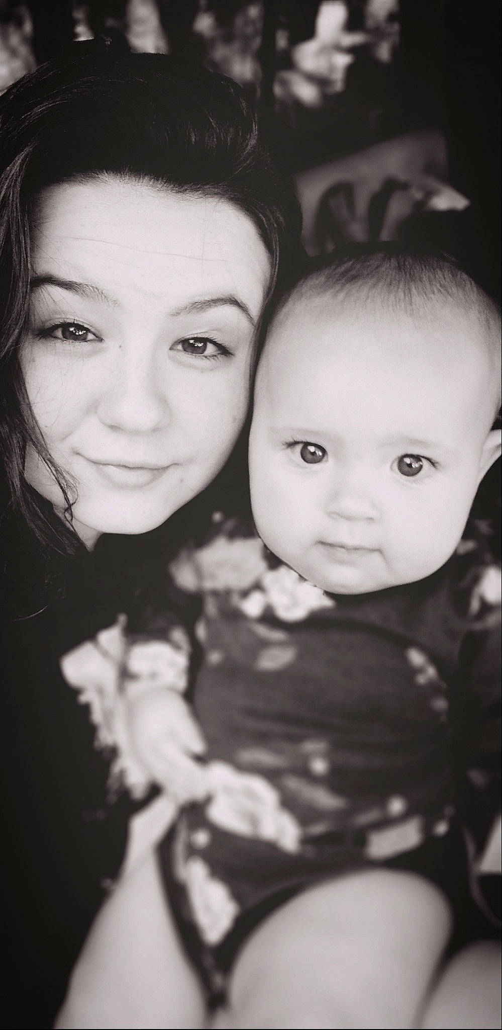 Dannie is registered to the contest to win money with this photo: black_and_white, cheek, child, eye, eyebrow, face, forehead, fun, iris, lip, monochrome, monochrome_photography, mother, people, person, photograph, photography, portrait, smile, snapshot