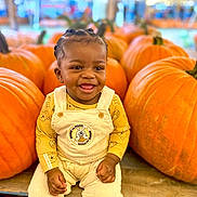 Khyree Fleury joined the competition — help win amazing prizes! child, toddler, pumpkin, pumpkin_patch, smiling, overalls, winnie_the_pooh, yellow_clothing, happy, sitting, fall, harvest, cute, outdoor, festival, holiday, autumn, baby, portrait, seasonal