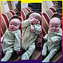 baby, infant, onesie, couch, striped_couch, pillow, green_clothing, indoor, portrait, sitting, expression, blur, child, cute, furniture, home, soft_lighting, person, multiple_images, collage