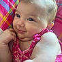 Zoey is registered to the contest to win money with this photo: accessories, baby, babylaughing, blanket, bracelet, clothing, cushion, face, furniture, hair, happy, head, homedecor, newborn, person, photography, portrait, quilt, smile, tanktop
