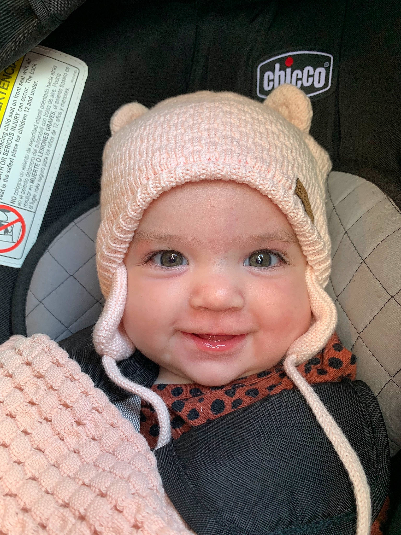 Brooke is registered to the contest to win money with this photo: baby, baby_toddler_clothing, cap, cheek, comfort, cool, eye, flash_photography, happy, headgear, headwear, iris, lip, nose, outerwear, person, sleeve, smile, toddler, white