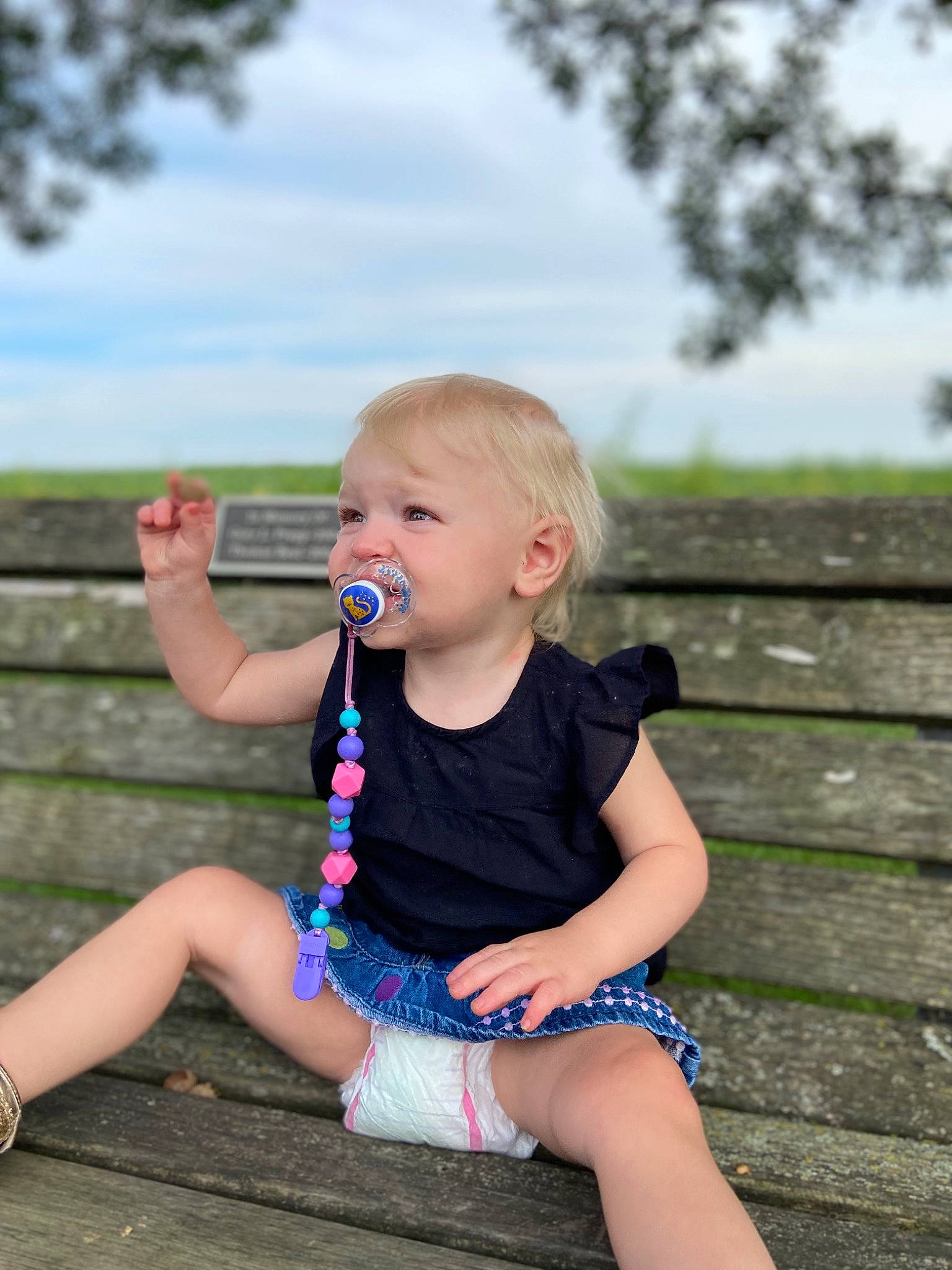 Katelyn is registered to the contest to win money with this photo: arm, baby_toddler_clothing, cloud, electric_blue, finger, fun, grass, happy, iris, leisure, people_in_nature, person, plant, shoulder, skin, sky, summer, thigh, toddler, tree